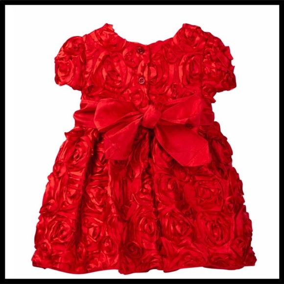 BABY GIRL’S TODDLER RED HOLIDAY CHRISTMAS DRESS - Picture 4 of 8